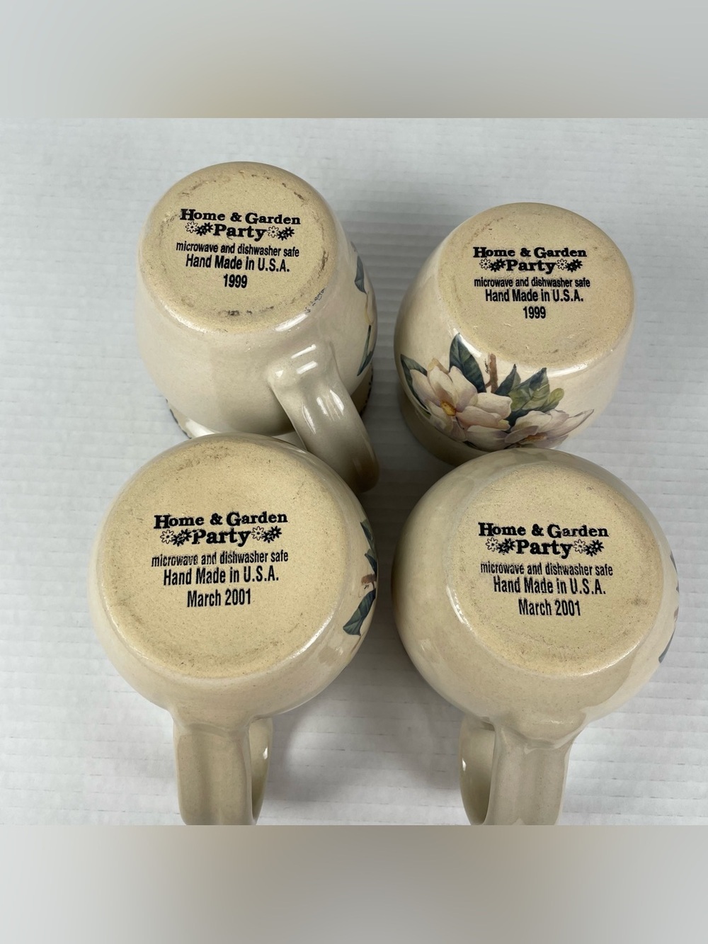Vintage Home & Garden Party Stoneware Magnolia 4pc Set Cups Cream Sugar Canister - Picture 10 of 16